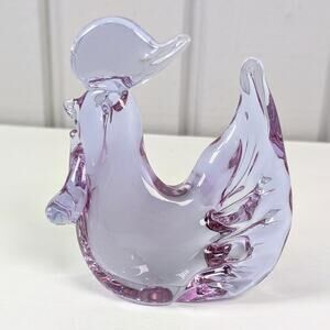 Vintage Neodymium? Alexandrite Art Glass Chicken Rooster Figurine Paperweight